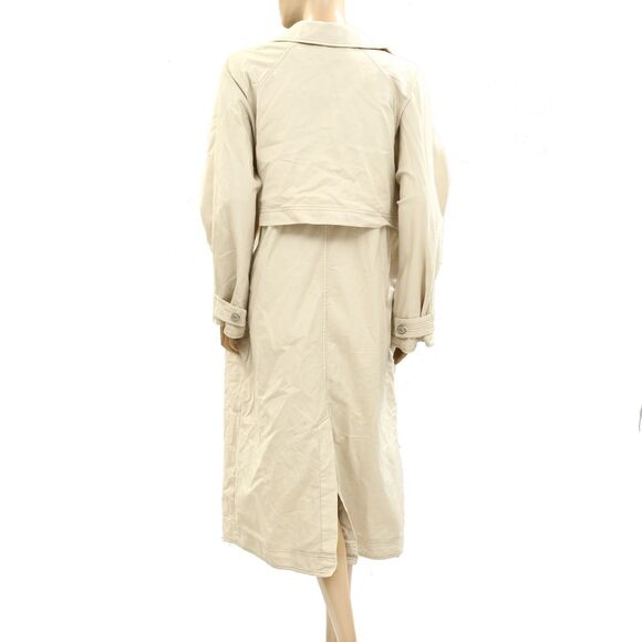 Free People We The Free Perry Military Duster Coat Jacket Top Cotton M 278612 - Picture 8 of 8
